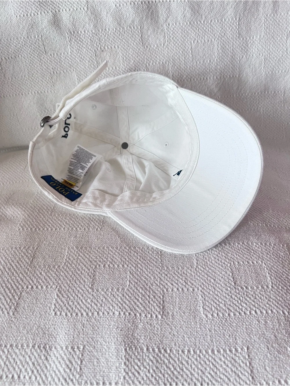 Polo by Ralph Lauren White Cap with Blue and Gold Label